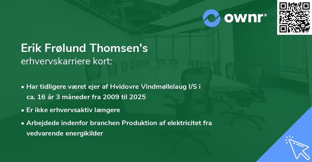 Erik Frølund Thomsen's erhvervskarriere kort
