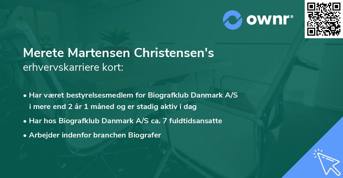 Merete Martensen Christensen's erhvervskarriere kort