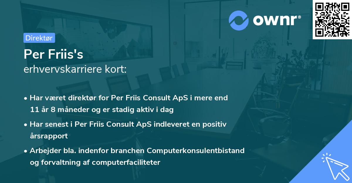 Per Friis's erhvervskarriere kort