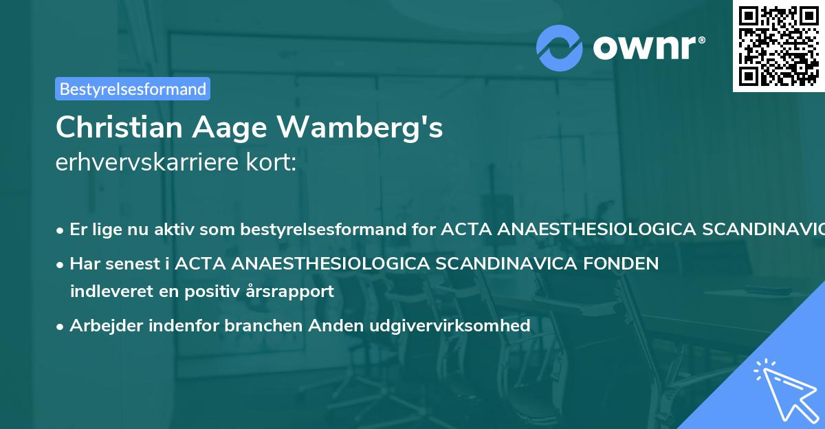 Christian Aage Wamberg's erhvervskarriere kort