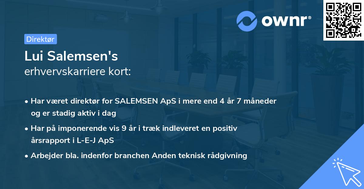 Lui Salemsen's erhvervskarriere kort