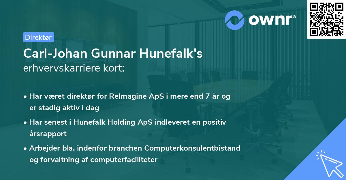 Carl-Johan Gunnar Hunefalk's erhvervskarriere kort