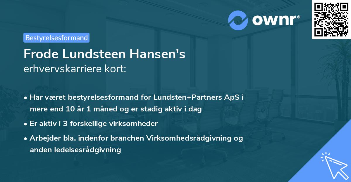 Frode Lundsteen Hansen's erhvervskarriere kort