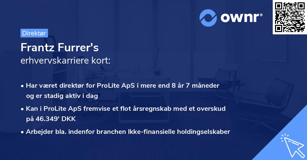 Frantz Furrer's erhvervskarriere kort