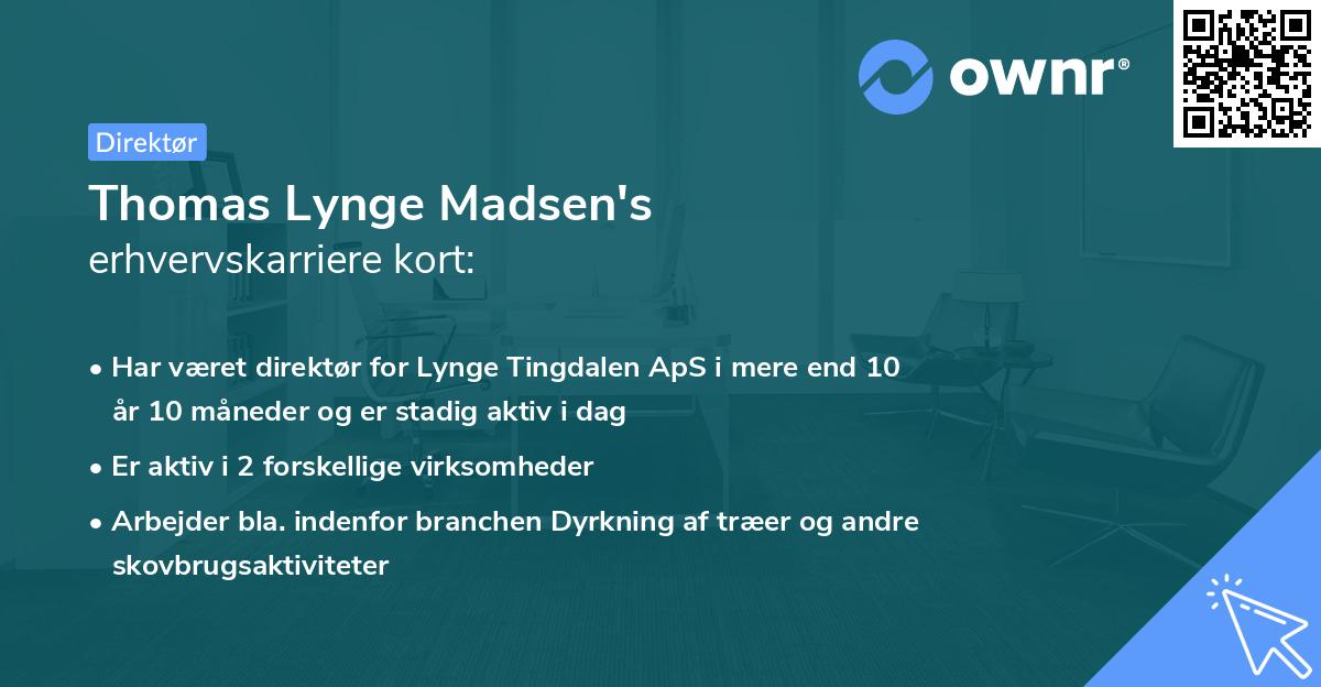 Thomas Lynge Madsen's erhvervskarriere kort