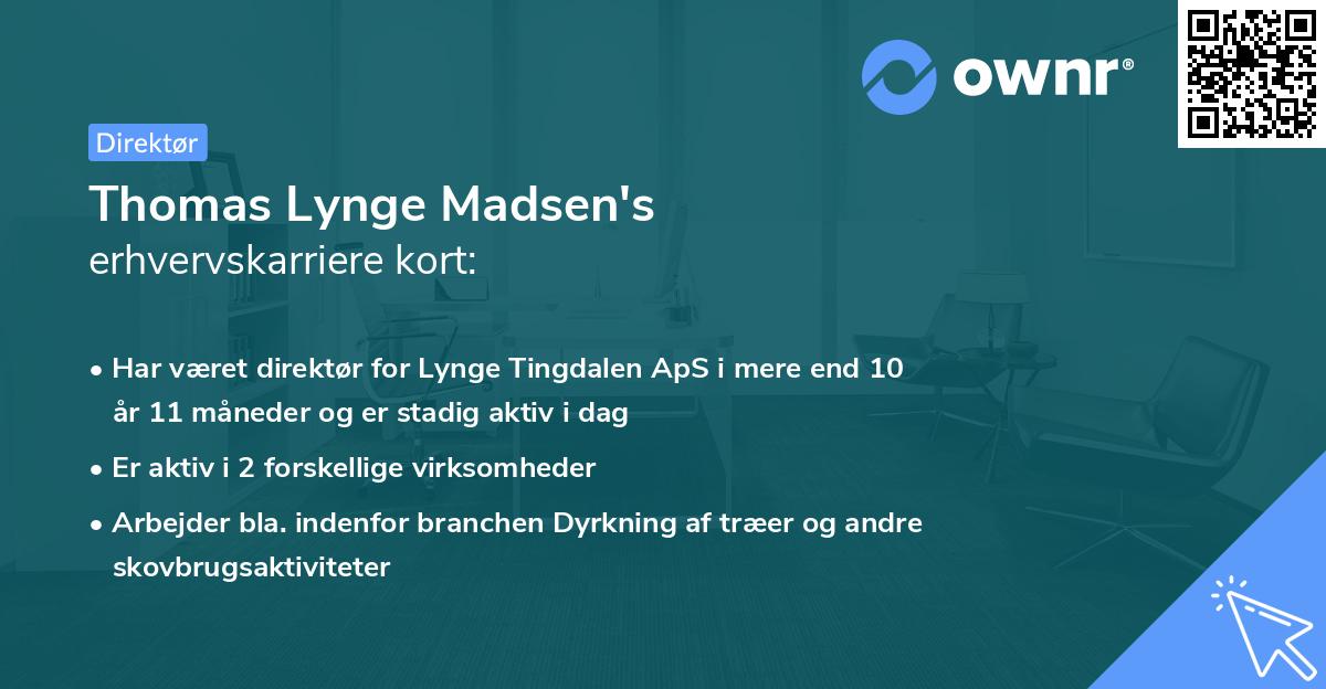 Thomas Lynge Madsen's erhvervskarriere kort