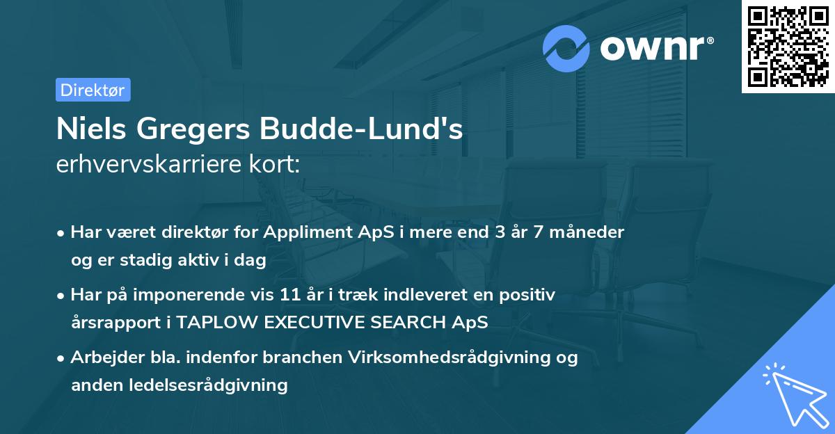 Niels Gregers Budde-Lund's erhvervskarriere kort