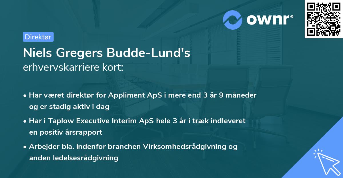 Niels Gregers Budde-Lund's erhvervskarriere kort