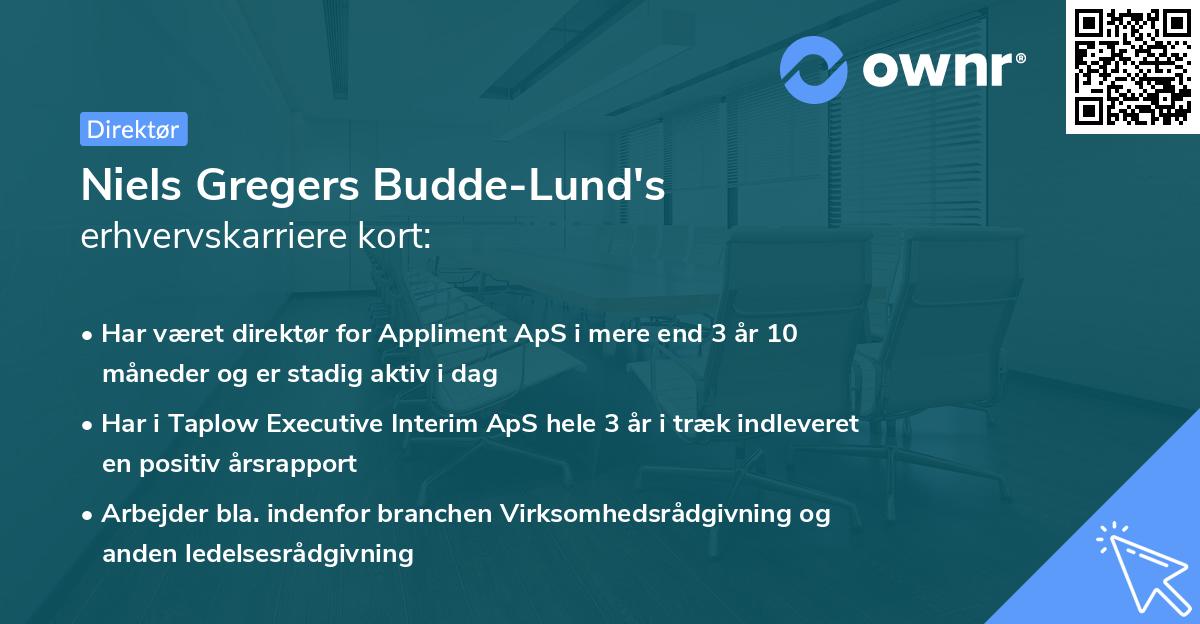 Niels Gregers Budde-Lund's erhvervskarriere kort