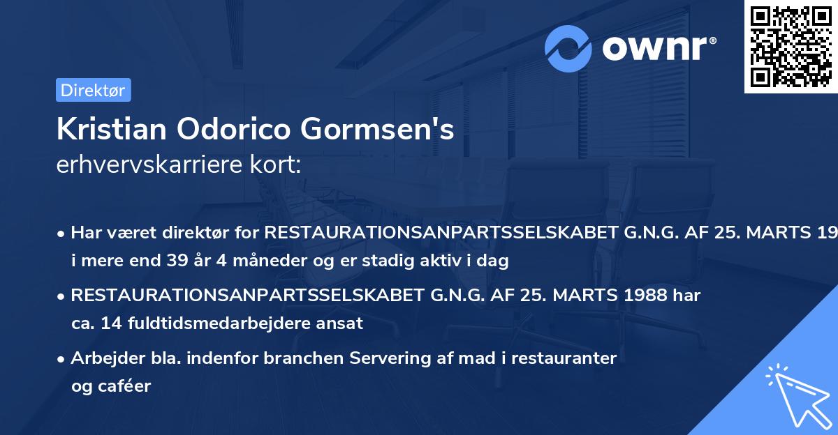 Kristian Odorico Gormsen's erhvervskarriere kort