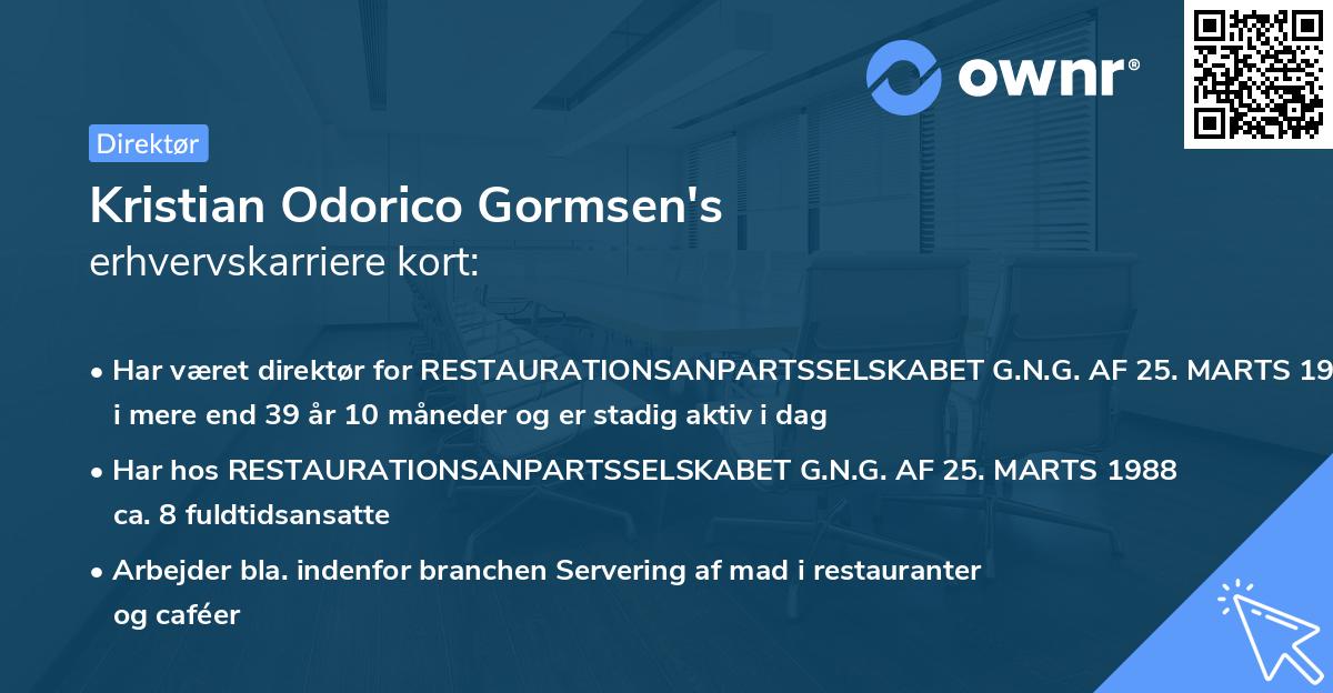 Kristian Odorico Gormsen's erhvervskarriere kort