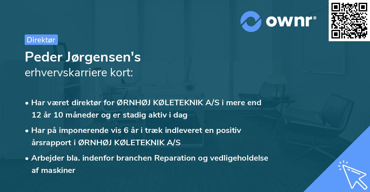 Peder Jørgensen's erhvervskarriere kort