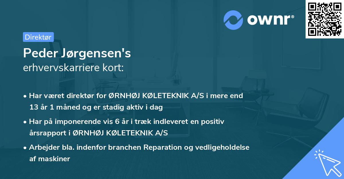 Peder Jørgensen's erhvervskarriere kort