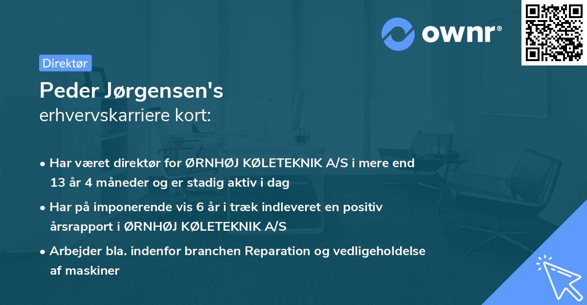 Peder Jørgensen's erhvervskarriere kort