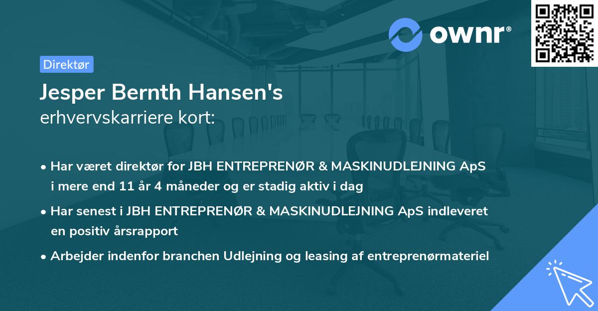 Jesper Bernth Hansen's erhvervskarriere kort