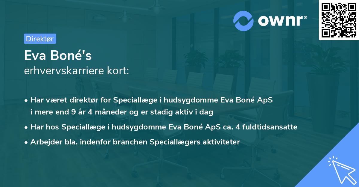 Eva Boné's erhvervskarriere kort