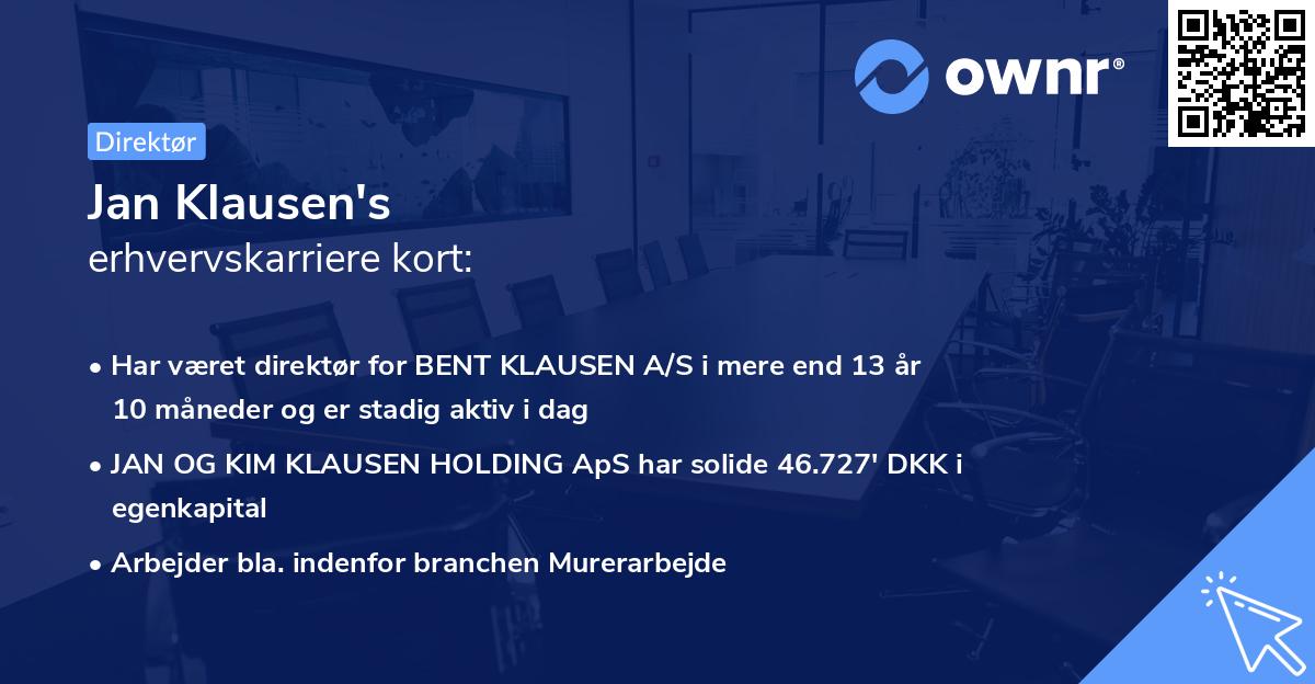 Jan Klausen's erhvervskarriere kort