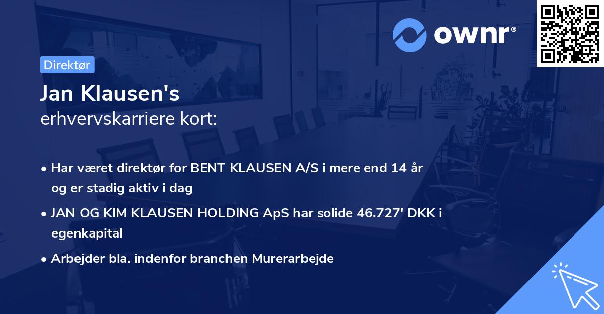 Jan Klausen's erhvervskarriere kort