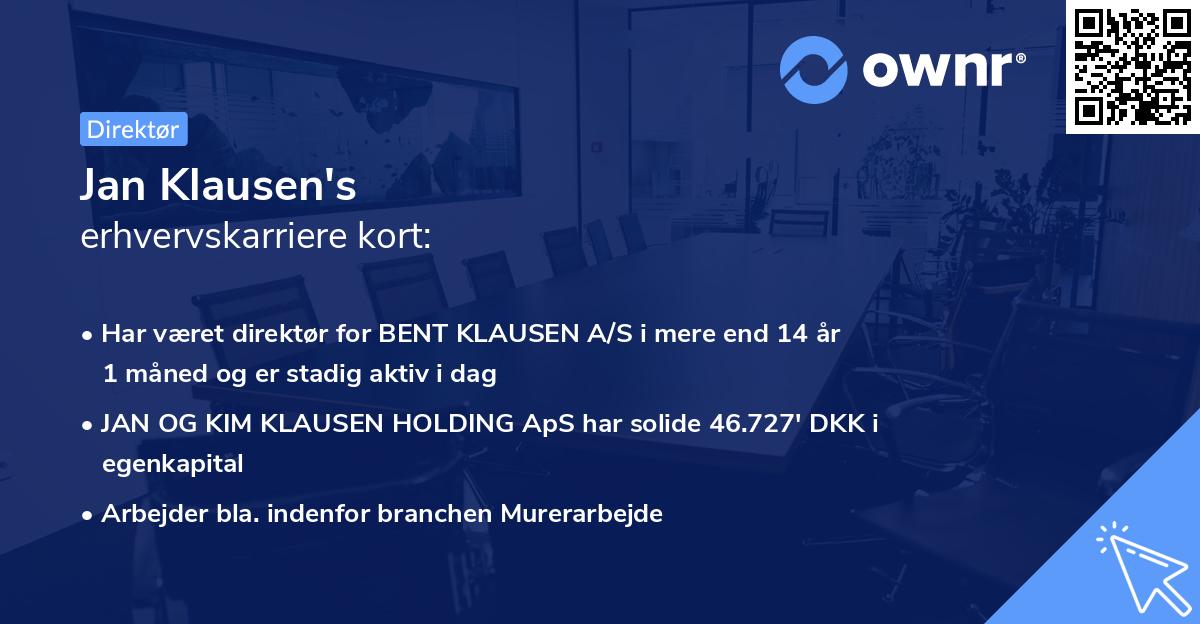 Jan Klausen's erhvervskarriere kort