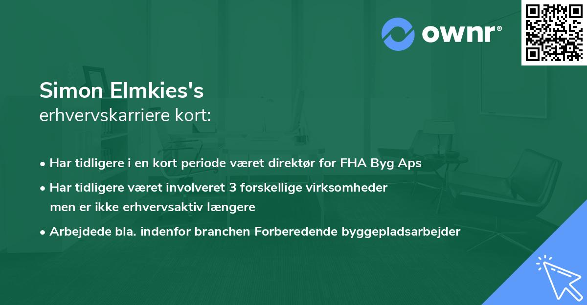 Simon Elmkies's erhvervskarriere kort