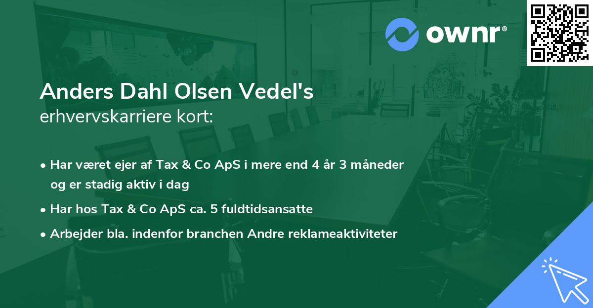 Anders Dahl Olsen Vedel's erhvervskarriere kort