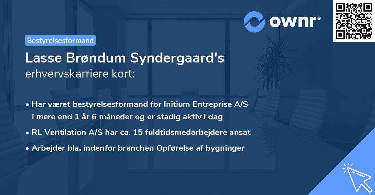 Lasse Brøndum Syndergaard's erhvervskarriere kort