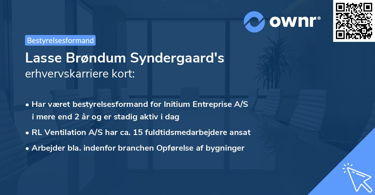 Lasse Brøndum Syndergaard's erhvervskarriere kort