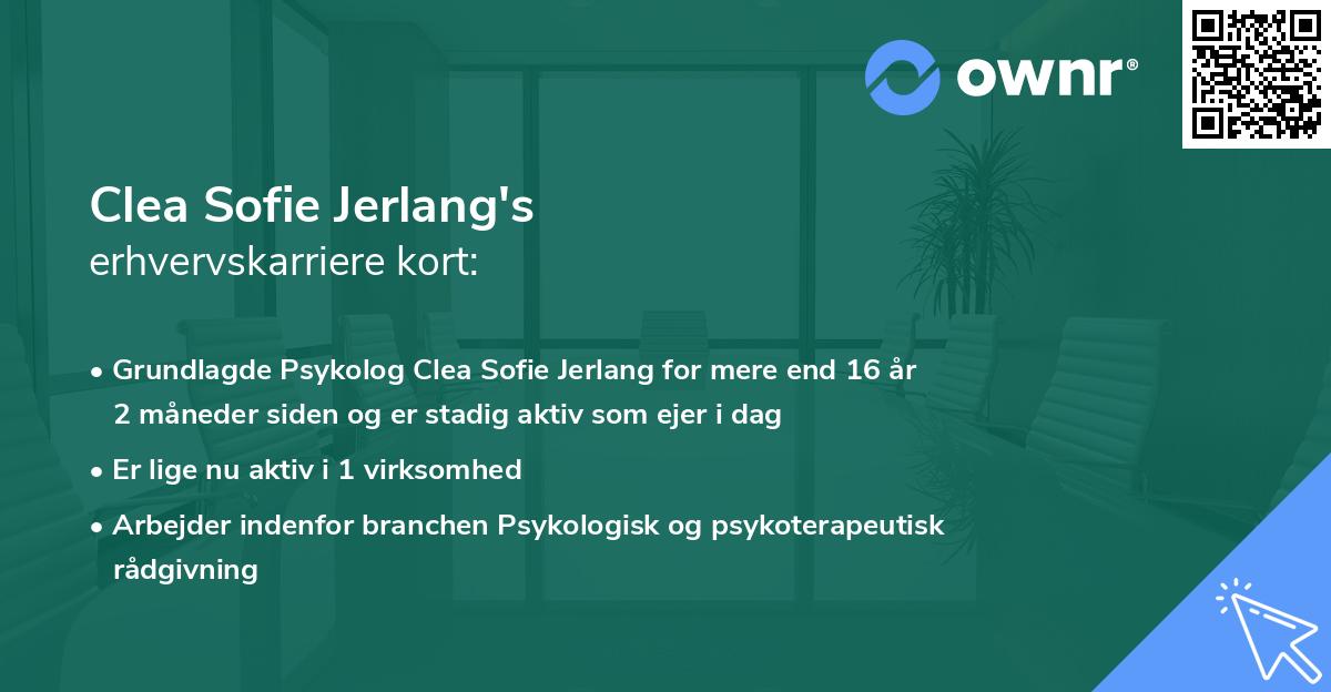 Clea Sofie Jerlang's erhvervskarriere kort