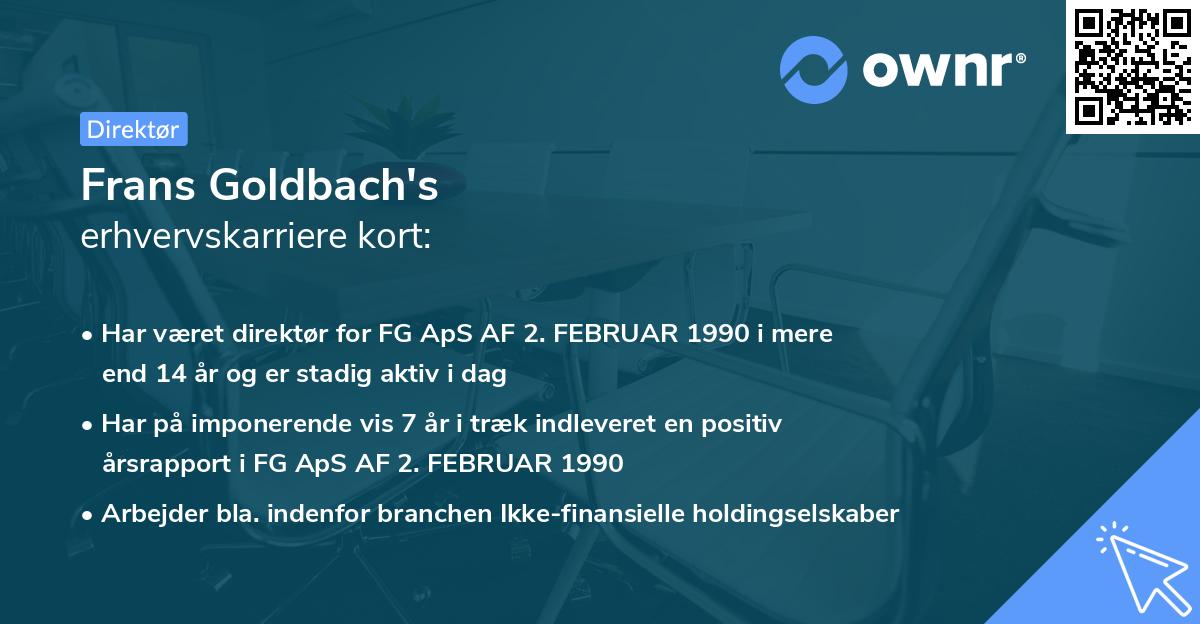 Frans Goldbach's erhvervskarriere kort