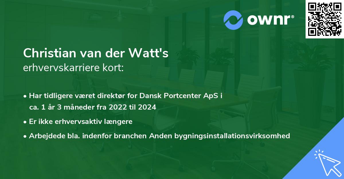 Christian van der Watt's erhvervskarriere kort