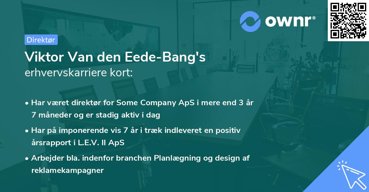 Viktor Van den Eede-Bang's erhvervskarriere kort