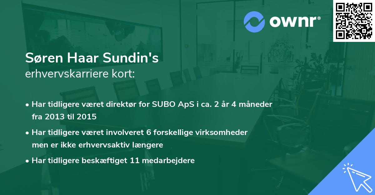 Søren Haar Sundin's erhvervskarriere kort