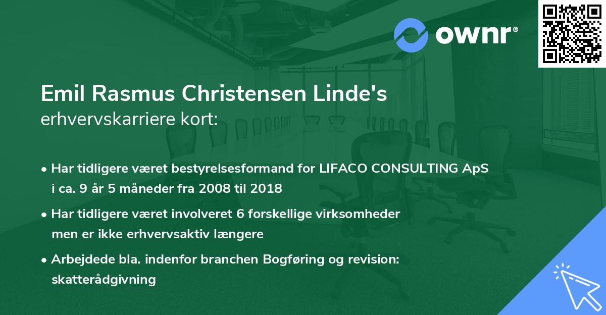 Emil Rasmus Christensen Linde's erhvervskarriere kort