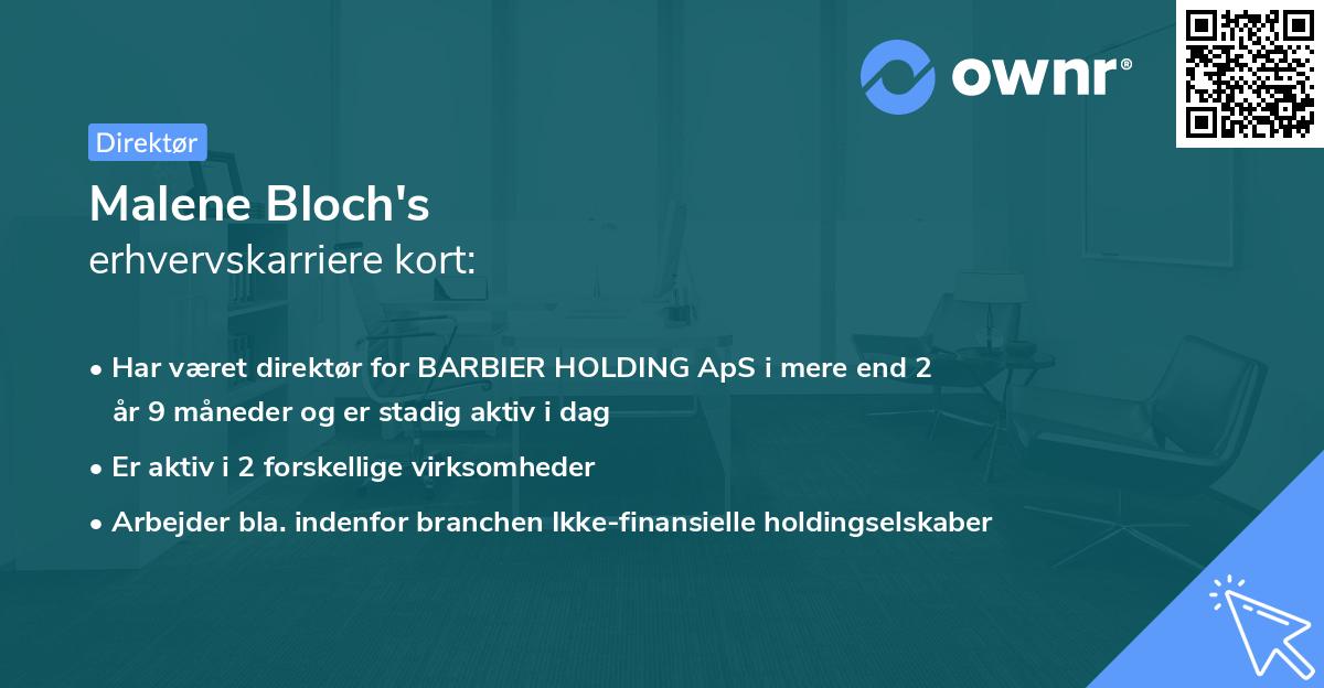 Malene Bloch's erhvervskarriere kort