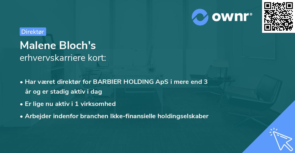 Malene Bloch's erhvervskarriere kort