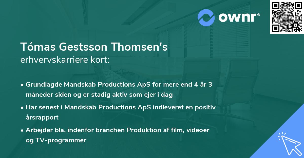 Tómas Gestsson Thomsen's erhvervskarriere kort