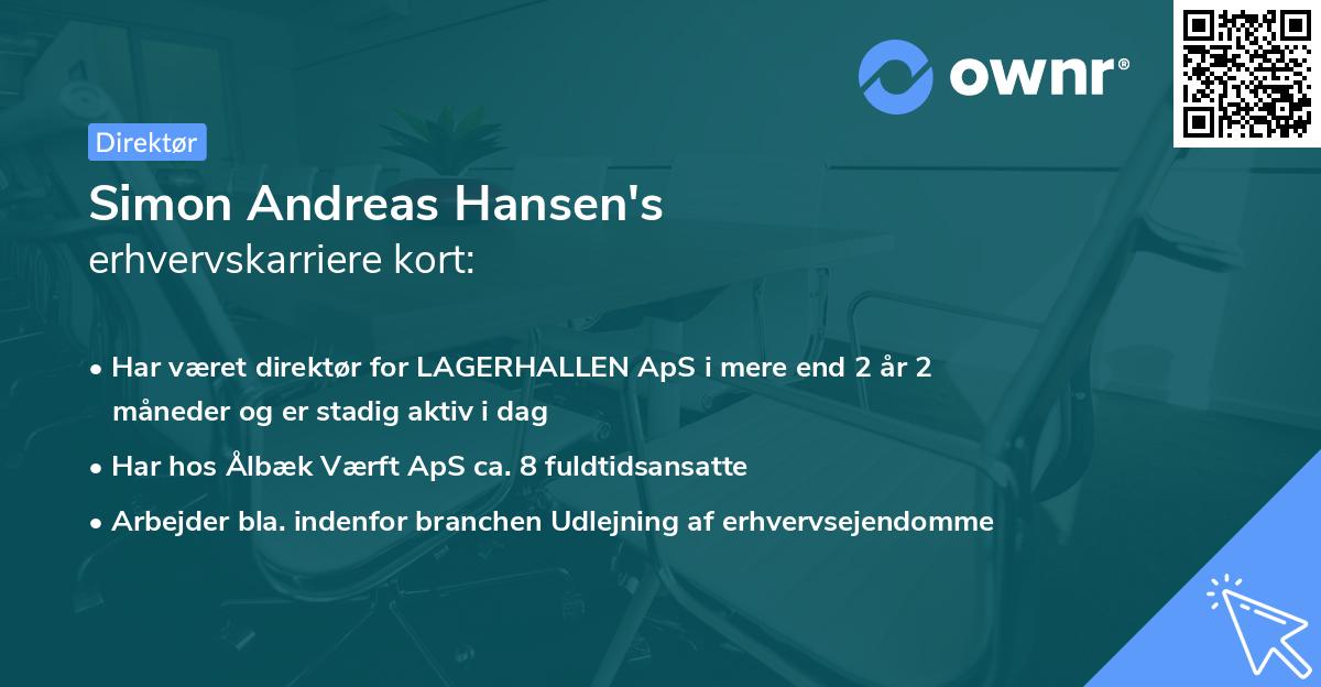 Simon Andreas Hansen's erhvervskarriere kort