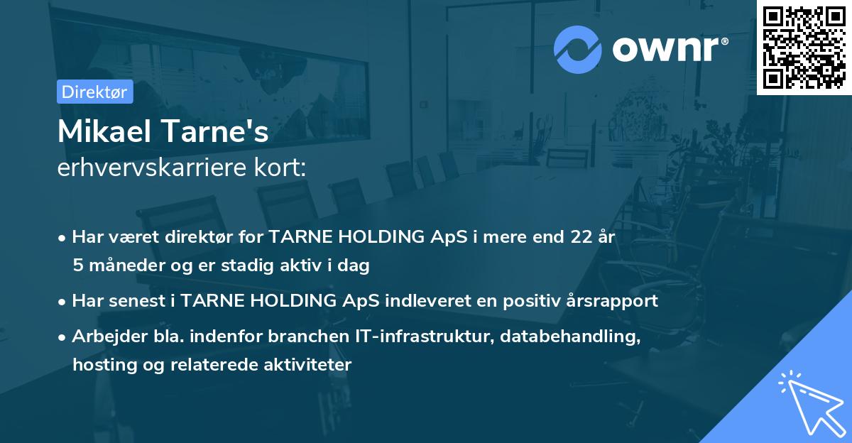 Mikael Tarne's erhvervskarriere kort