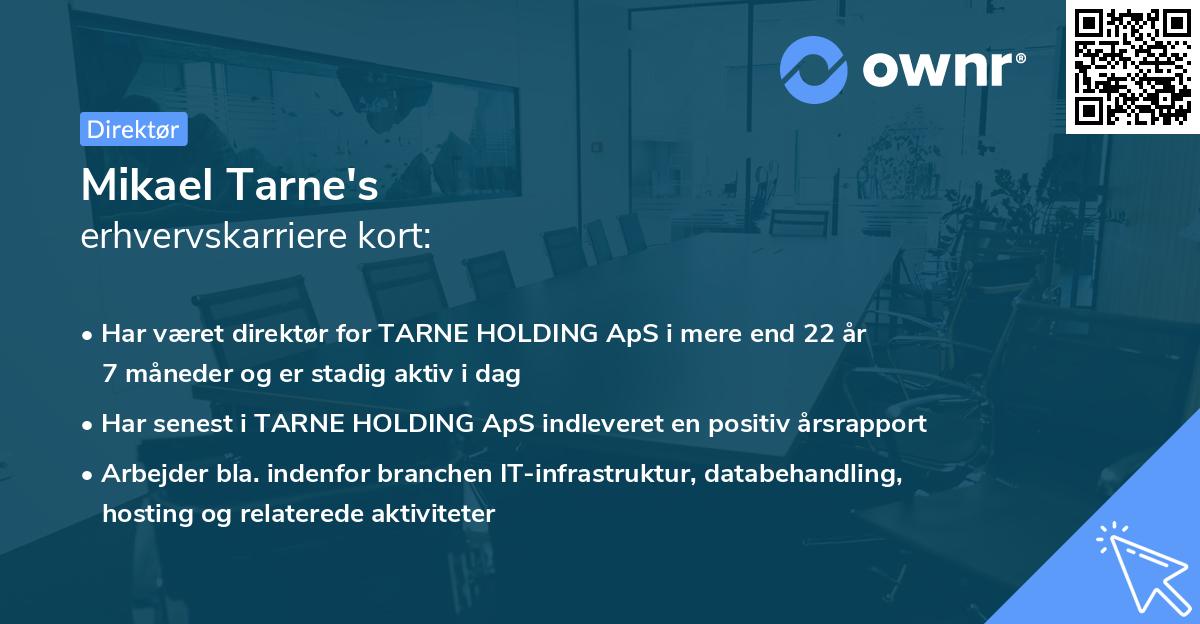 Mikael Tarne's erhvervskarriere kort