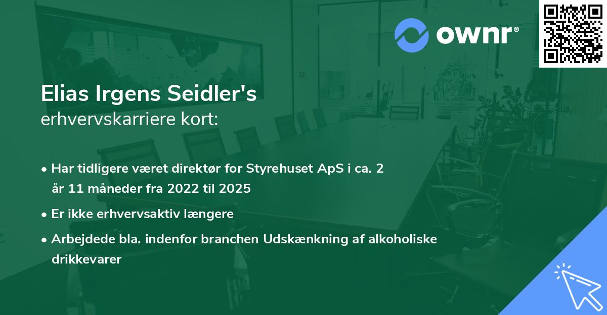 Elias Irgens Seidler's erhvervskarriere kort