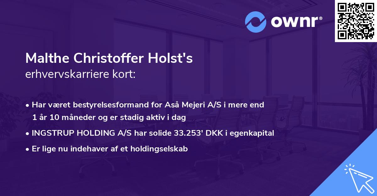 Malthe Christoffer Holst's erhvervskarriere kort