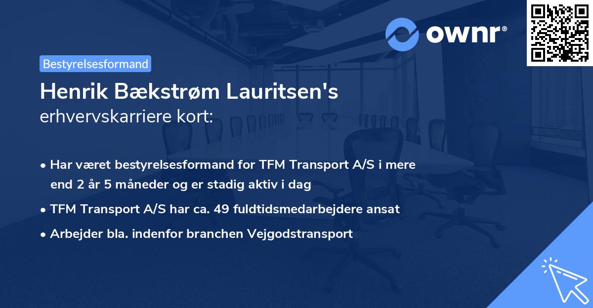 Henrik Bækstrøm Lauritsen's erhvervskarriere kort