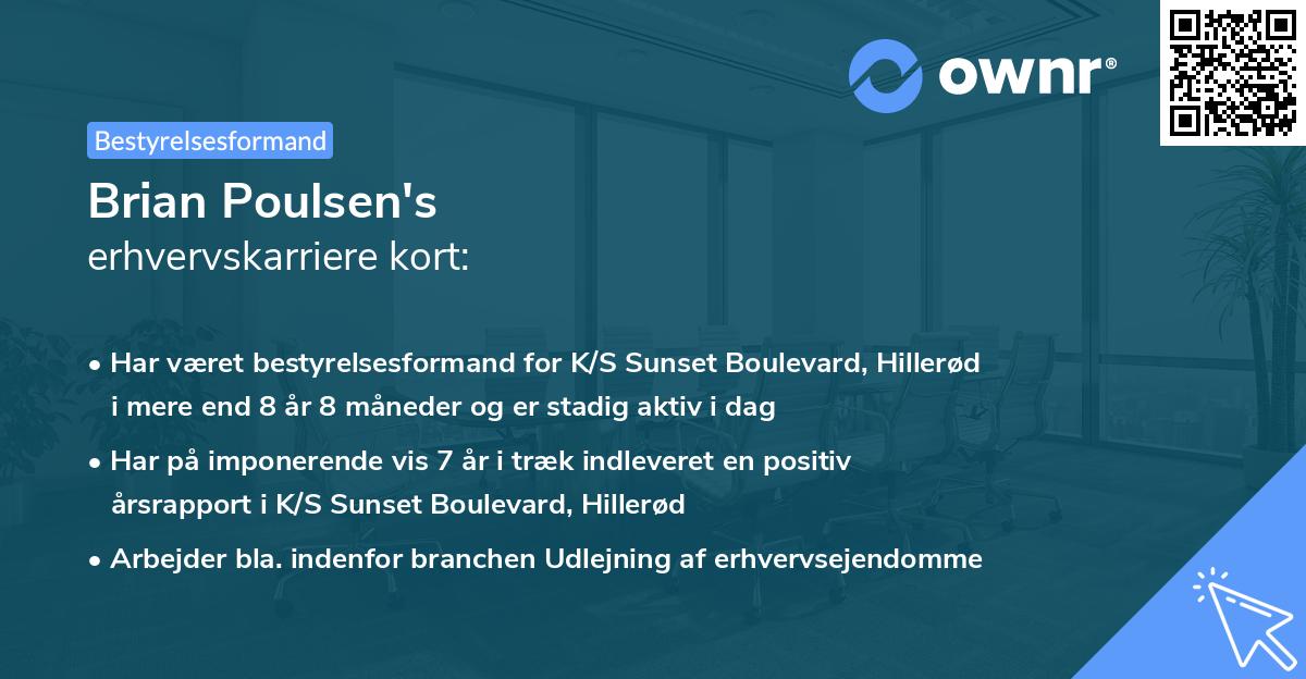 Brian Poulsen's erhvervskarriere kort