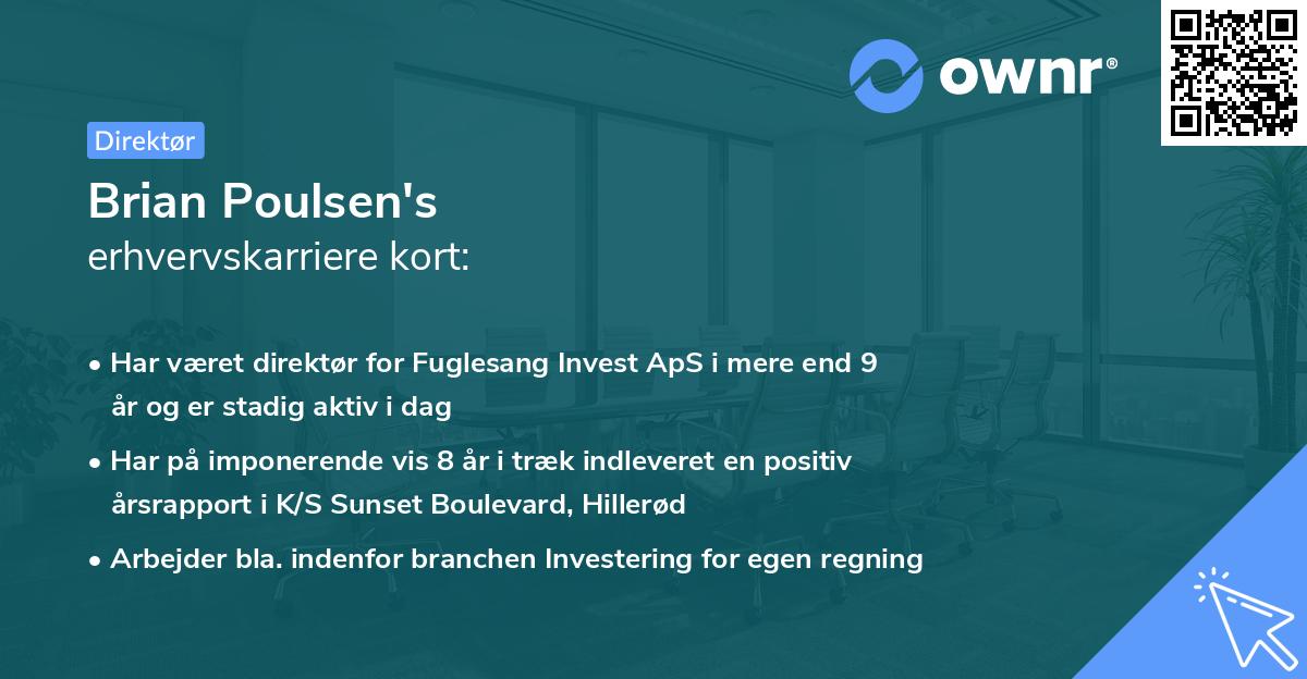 Brian Poulsen's erhvervskarriere kort