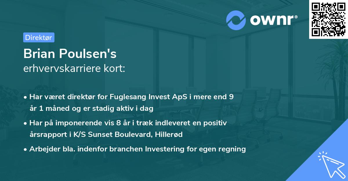 Brian Poulsen's erhvervskarriere kort