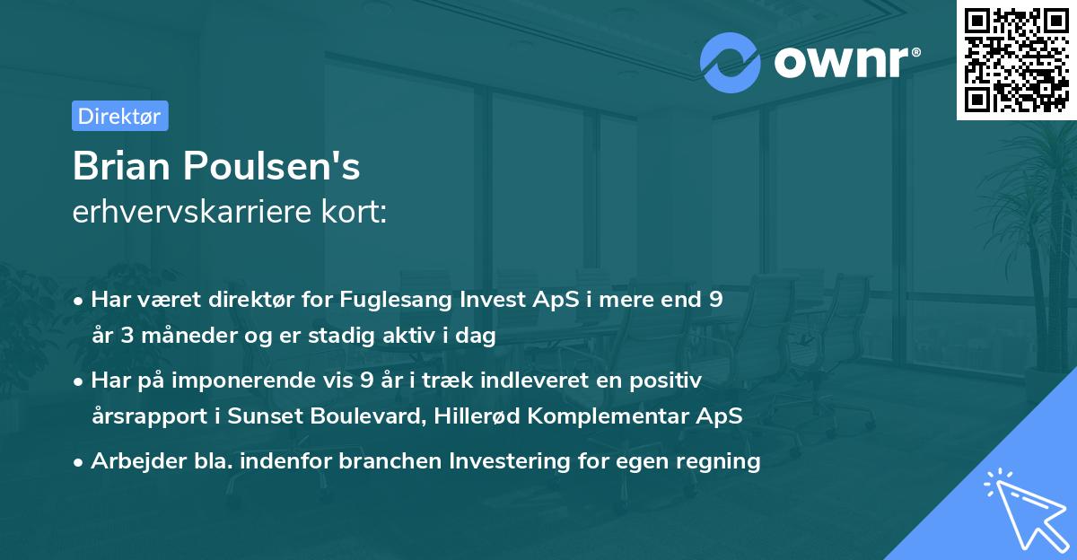 Brian Poulsen's erhvervskarriere kort