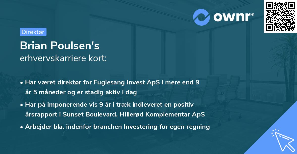 Brian Poulsen's erhvervskarriere kort