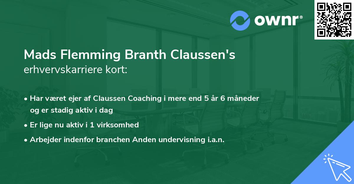 Mads Flemming Branth Claussen's erhvervskarriere kort