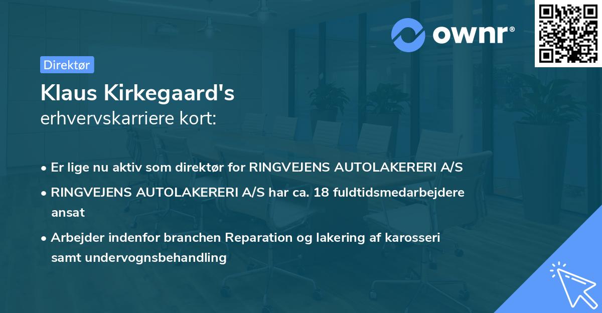 Klaus Kirkegaard's erhvervskarriere kort