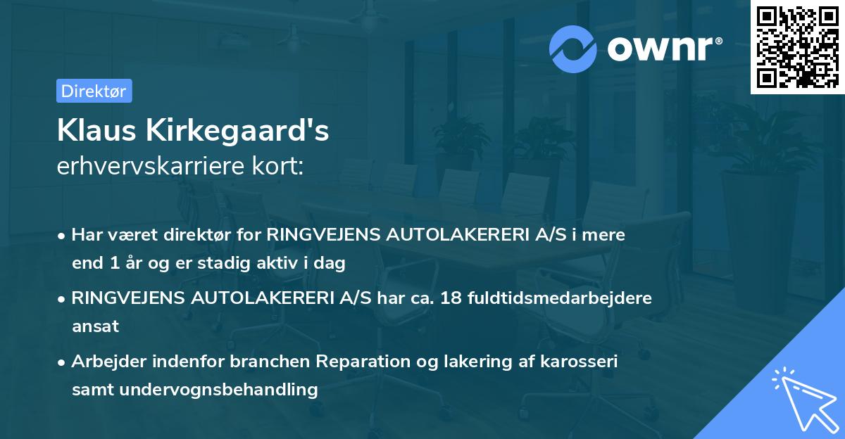 Klaus Kirkegaard's erhvervskarriere kort